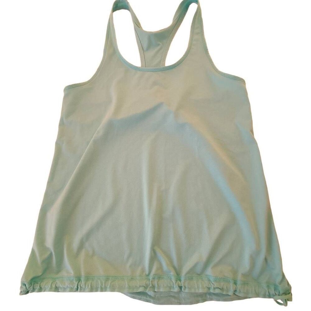 Under Armour Womens Racerback Center Back Pleat Cinched Hem Tank Top Aqua Small